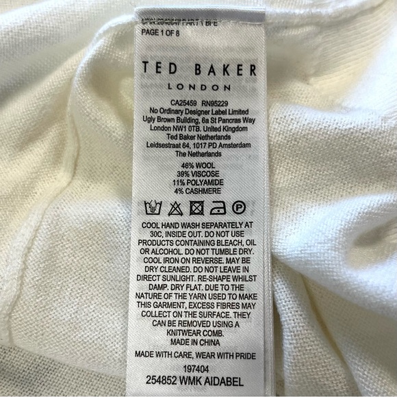 Ted Baker London Ivory Aidabel Puff Sleeve Turtleneck Sweater Size 14 - Picture 15 of 16